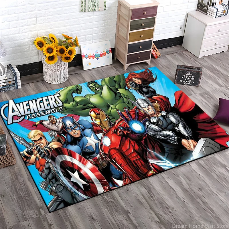 Disney Cartoon Marvel-Avengers Superhero Printed Area Rugs Carpet for Living Room Kid's Bedroom Sofa Doormat Non-slip Floor mat