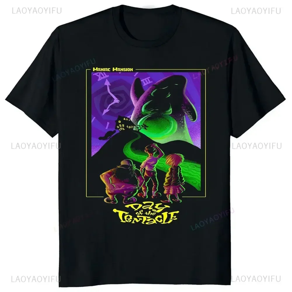 

Retro Manic Mansion Day Tentacle Game T-shirt Summer Trend Harajuku Short Sleeve Unisex Graphic Oversized T-shirt