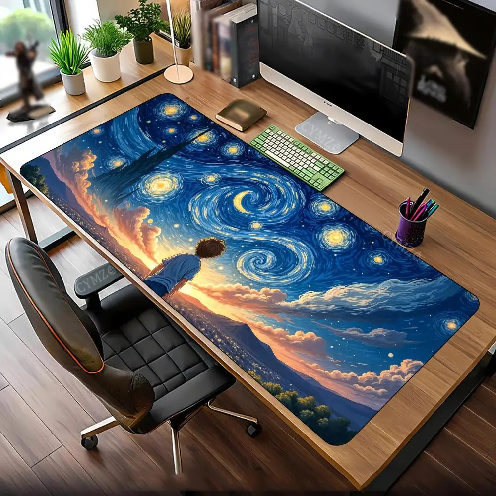 Alfombrilla de ratón Van Gogh de cuento de hadas para niño, alfombrilla de escritorio, alfombrillas para juegos, accesorios de escritorio duraderos antideslizantes de goma, alfombrillas para teclado de escritorio, alfombrilla maus