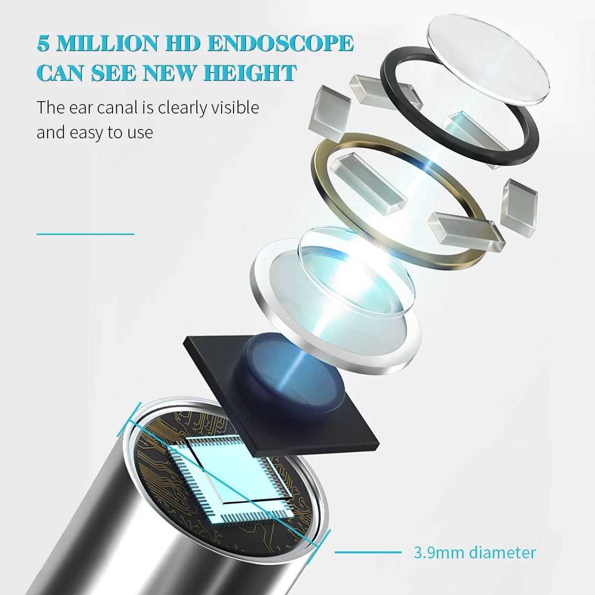 

1 комплект, 1 комплект, набор для удаления воска Hd, беспроводные насадки, портативный инструмент для чистки, видимый совок для ушей для внутреннего уха, носа, рта