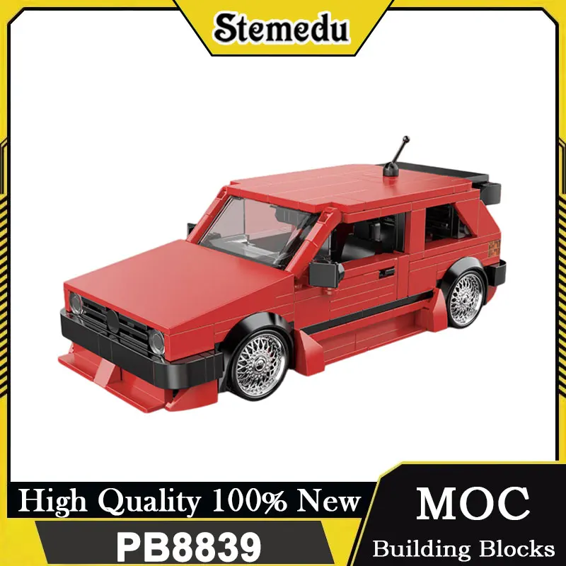 الأحمر جولف MK2 سيارة اللبنات MOC سرعة نموذج مركبة الطوب أفكار التكنولوجيا العالية مجموعات الالعاب لتقوم بها بنفسك هدية للبالغين الهواة