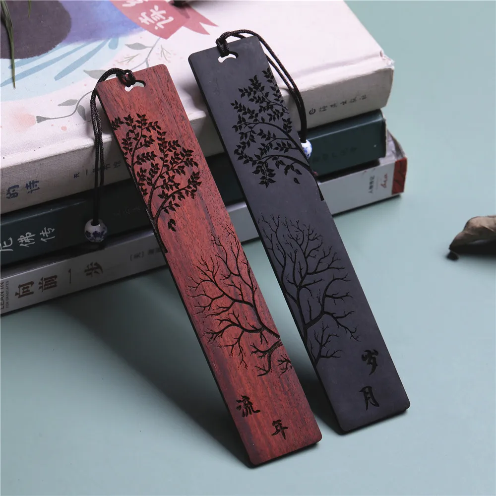 Creative Carving Mahogany Bookmark Chinese Style Wooden Dandelion Shape Book Clip School Office Read Stationery Student Supplies