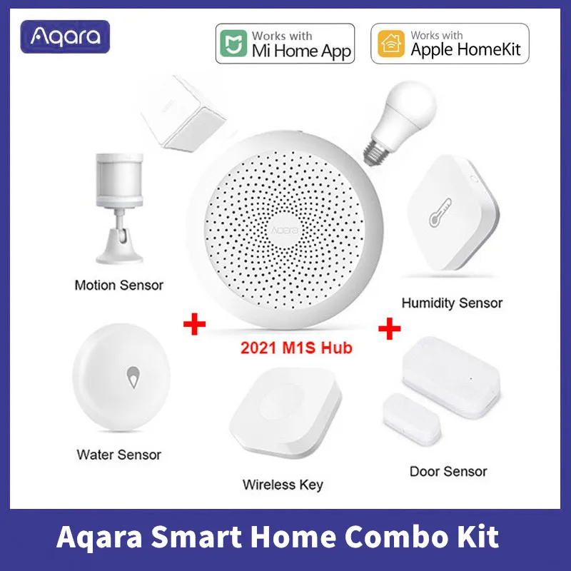 Aqara Smart Home Kit Gateway Hub M1S Interruttore wireless Lampada Sensore di temperatura di movimento della porta Telecomando Mihome