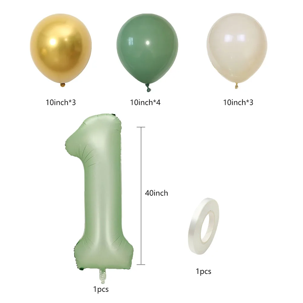 12pcs 40inch Olive Green Number 0-9 Balloon Helium Foil Digital Balloon For Kids Adult Birthday Anniversary Wedding Party Decora