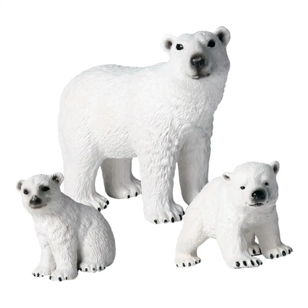 pvc製のシロクマ動物おもちゃセット、ミニチュアモデル、子供向けのコレクタブルフィギュア、デスクトップや庭の装飾に