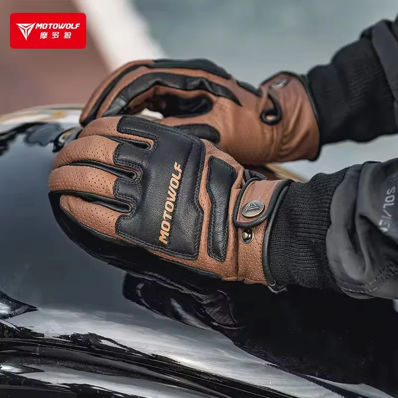 Guantes para Motos Leather Motorcycle Gloves Accesorios Moto Luva Motocicleta Motorrad Guanti Luvas Retro Vintage Riding Gloves