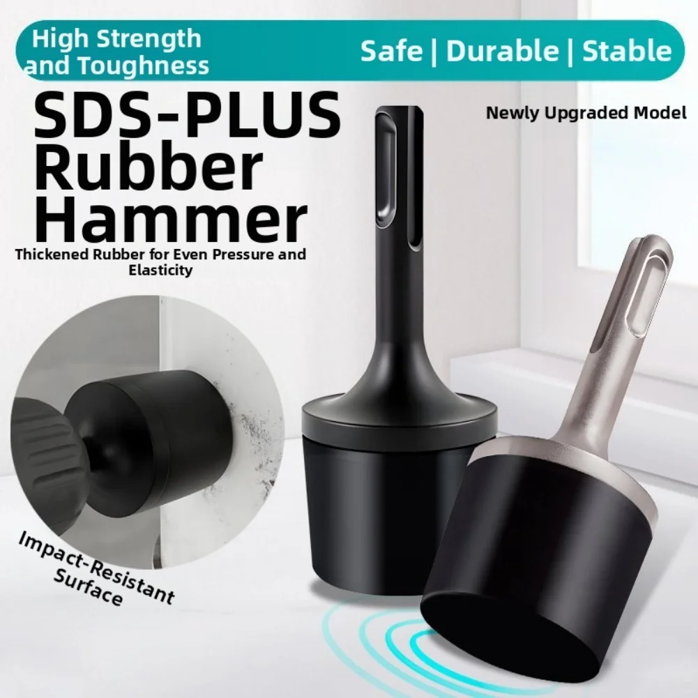 Rubber Hammer Vibrator Attachment for Power Drill for Precise Tile Laying and Table Edge Sealing with Hardened 40CR Shank