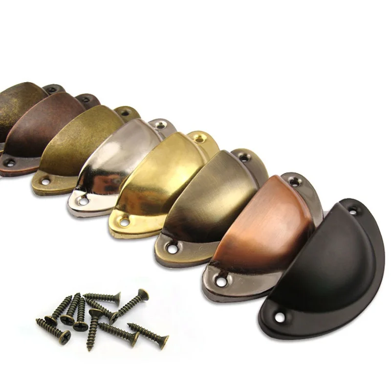 10 шт., металлический кухонный ящик в стиле ретро, дверная ручка шкафа и мебельные ручки, фурнитура для шкафа, античная латунь, ручки в виде ракушки