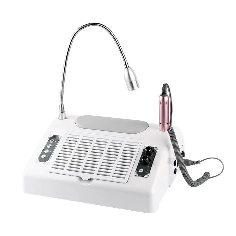 

High Power 80W 5 In 1 Nail Dust Collector Electric Dust Cleaner Strong Nail Drill Handpiece Nail Dryer Vacuum with LED Light