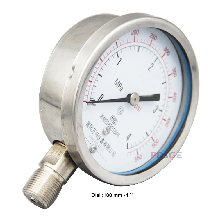 FREE SAMPLE Best price manufactier  pressure gauge oil filled  4 inch hydraulic pressure gauge digital with SS304/SS316