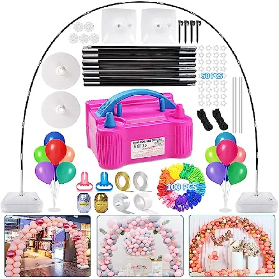 

Balloon Arch Kit and Balloon Pump Electric, Wide Adjustable Balloon Stand With 0Balloons 2Balloon Stands For Wedding Anniversar