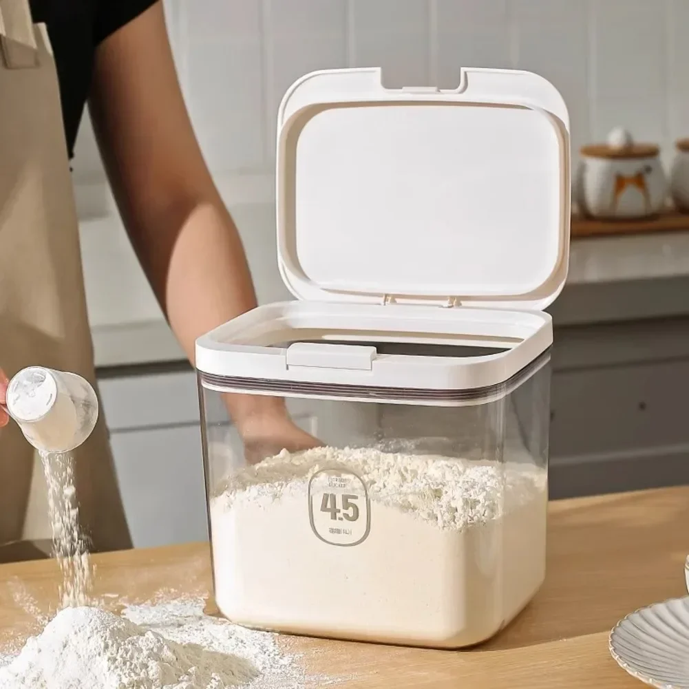 2.8/4.5/5.5L With Lid Storage Box Laundry Detergent Container For Home Kitchen Sealed Moisture-proof Press-to-open Rice Bin