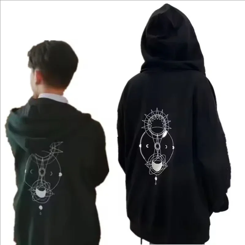 TV-Serie The Eclipse Akk Ayan Cosplay-Kostüm für Erwachsene, Unisex, schwarzer Kapuzenpullover mit Reißverschluss, Obermantel, Jacke, Pullover, Sweatshirt, Casual Love