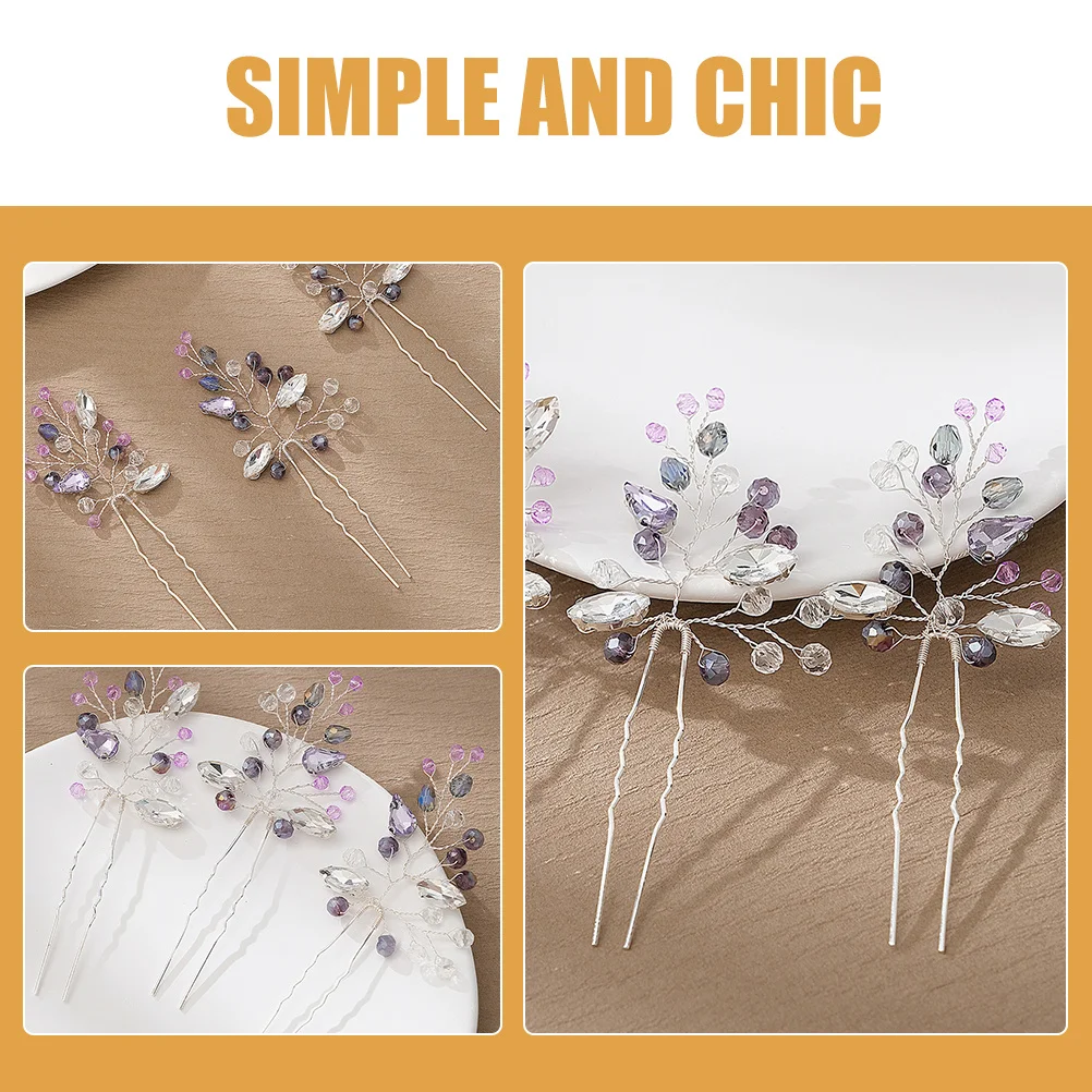 

3Pcs Rhinestone Hair Forks Decorative Hair Sticks Simple Retro Hairpin Accessories for Daily Party Chinese Style Hairpin