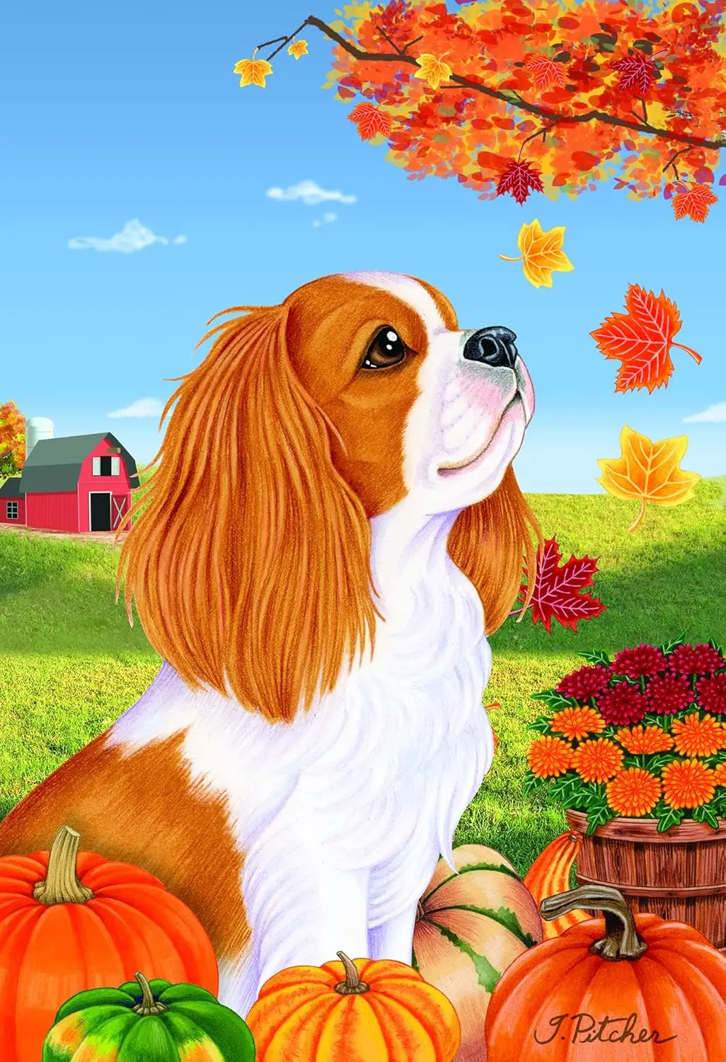 Cavalier King Charles - Best of Breed Autumn Leaves Garden Flag