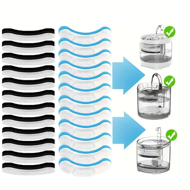 12pcs Replacement Filters For Pet Water Fountain Activated Carbon Replaced Filters Cat Dispenser Filter Element Accessories