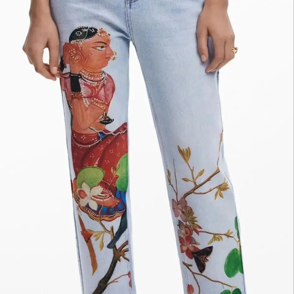 Foreign trade original single Spanish new fashion embroidered beaded women jeans