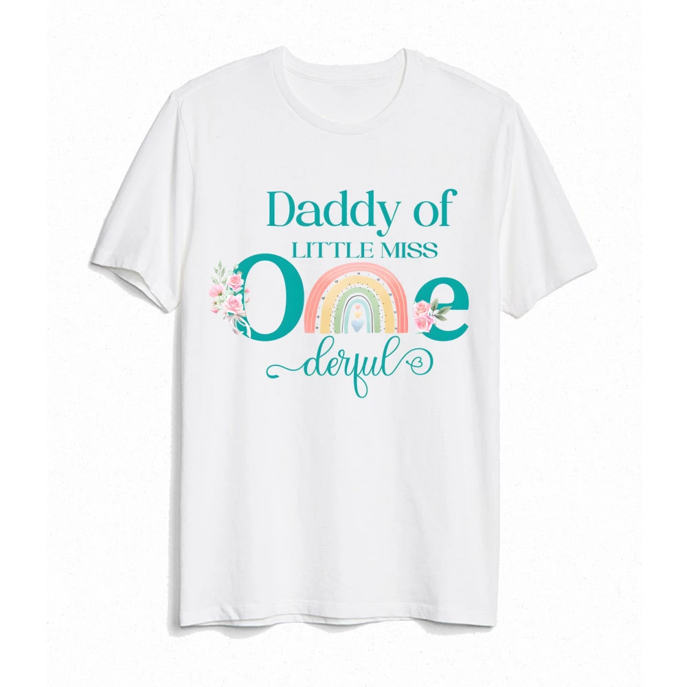 Personalized Miss One Derful Rainbow Printed Family Matching Shirt Girls Birthday Dad Mom Sister Brother Kids T-shirt Summer Tee