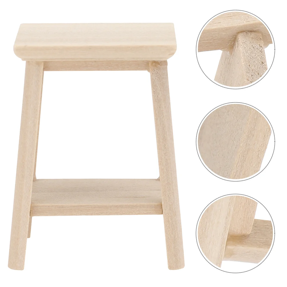 Silla en miniatura, taburete para casa de muñecas, decoraciones de madera, planta, sala de estar, modelo, muebles de juguete