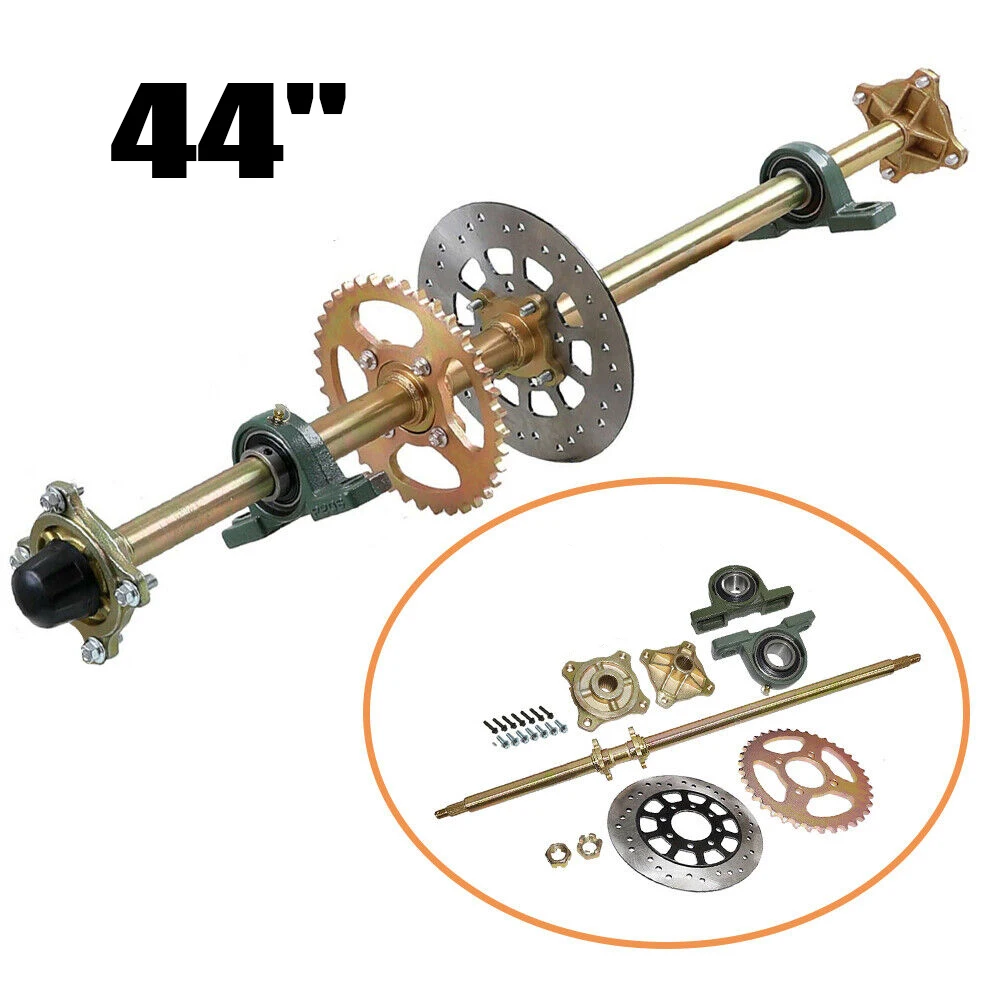 

44" Rear Live Axle Wheel Hub Complete Kit Shaft Sprocket Pillow Block For DIY Rebuild ATV By Go Kart Quad Golf Cart Accessories