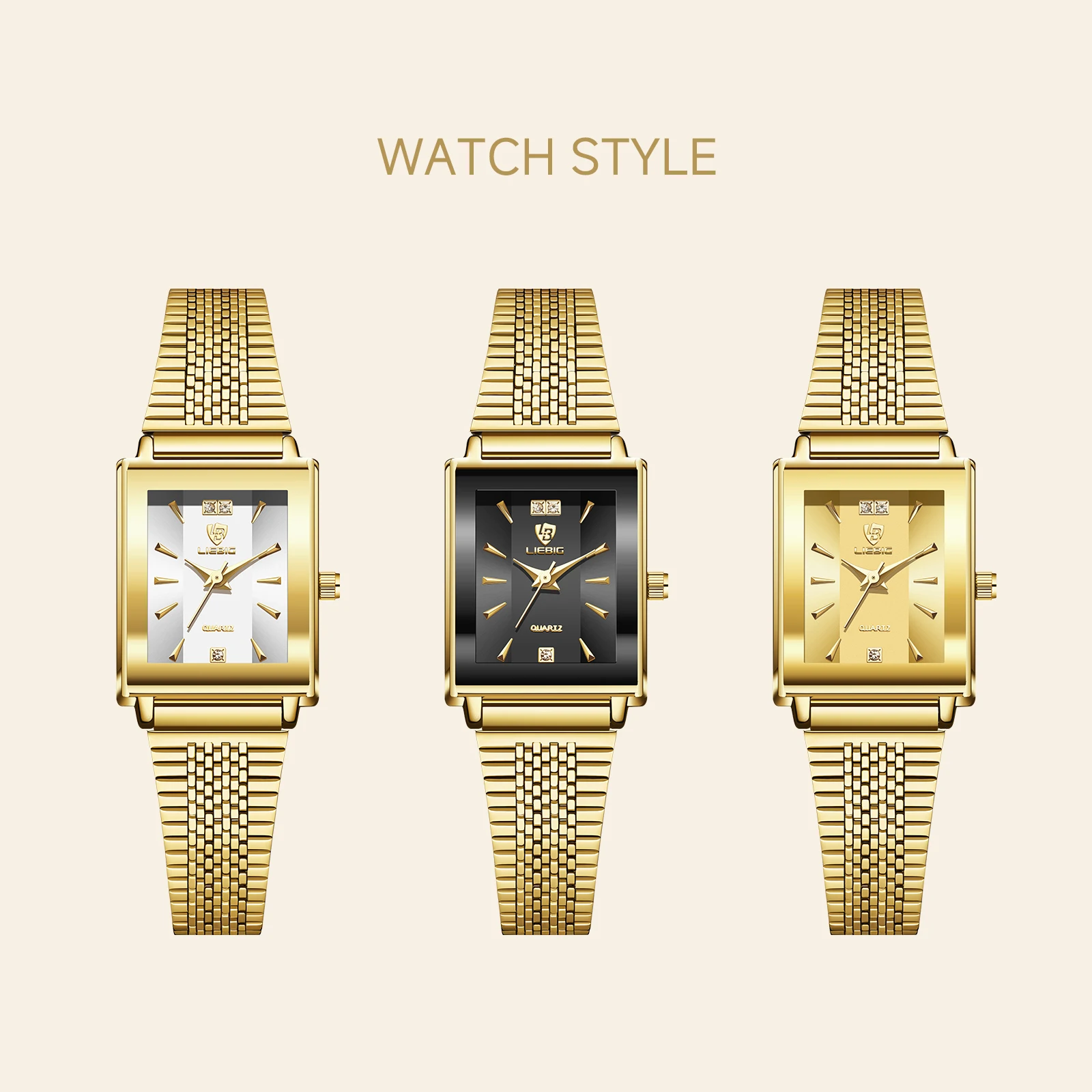 LIEBIG Женские часы Элегантные кварцевые наручные часы Простые модные автоматические часы для женщин Часы с ремешком из нержавеющей стали