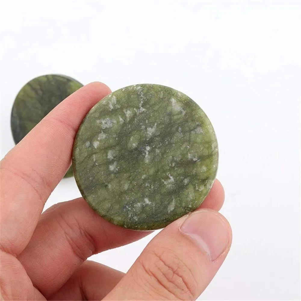 1pc Natural Green Jade Slice, Disc Slab,Home and Office Decor, Geology Specimens Or Collection Crafts, Holiday Gift