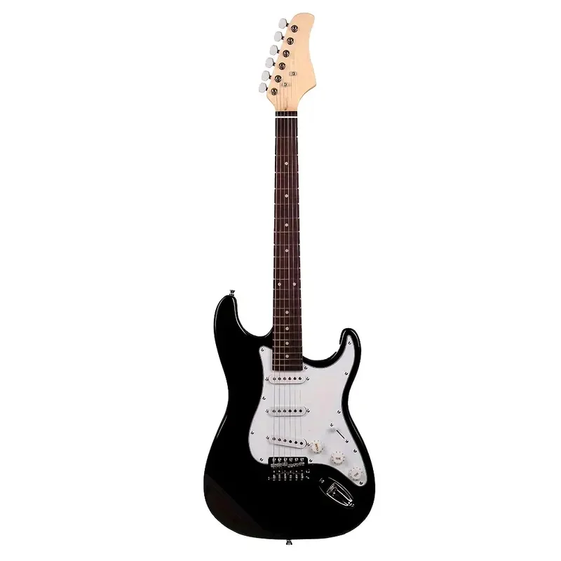 Pigtone Rosewood fingerboard Electric Guitar Black/White - Perfect for beginners, entry level