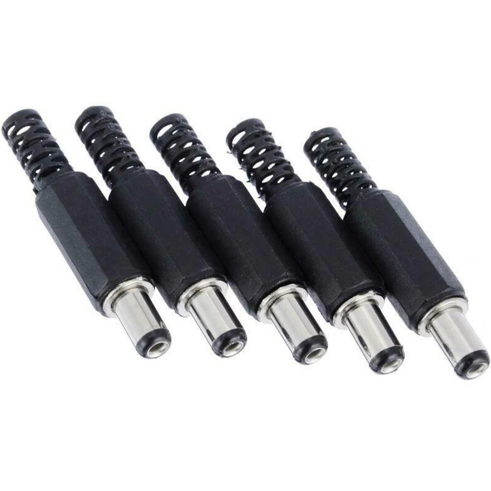 คุณภาพสูง DC Power Plug Connectors 5 คู่ชายและหญิง 21 มม.x 55 มม.บัดกรีการสิ้นสุดการบีบอัดความเครียดบรรเทา