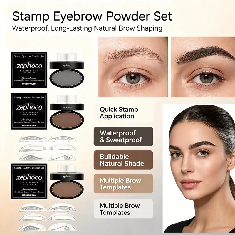 Natural Eyebrow Powder Stamp Stencil Kit Waterproof Stamp Professional Makeup Tool Lift Eyebrow Enhancer Makeup Cosmetics