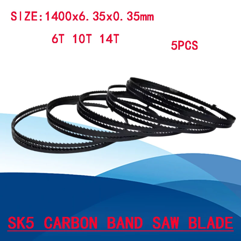 5PCS 1400mm SK5 carbon band sägeblatt 1400 6,35 0,35 6T 10T 14T TPI schneiden holz kunststoff anzug für Draper Scheppach Einhell