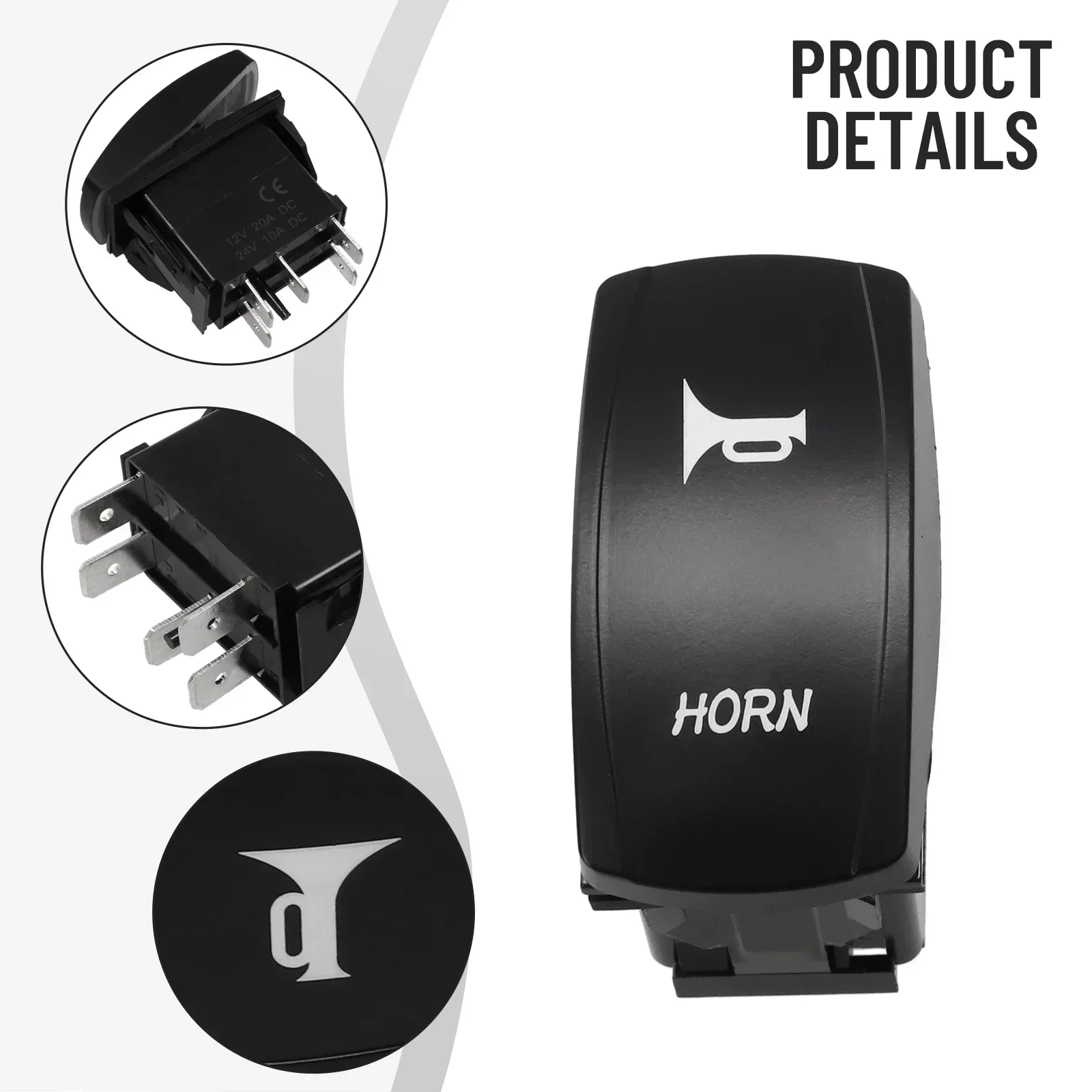 On Off Switch Rocker Switch 12V/24V 5Pin ABS Horn Toggle Rocker Speaker Push Button For Marine Car Boat RV ATV
