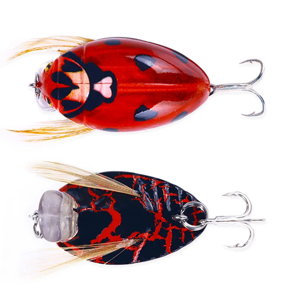 HENGJIA 1PCS 3,8 cm 4g Künstliche Marienkäfer Angeln Köder Zikade Käfer Insekt Wobbler Angeln Lockt Topwater Für bass Karpfen Angeln – Detail 7