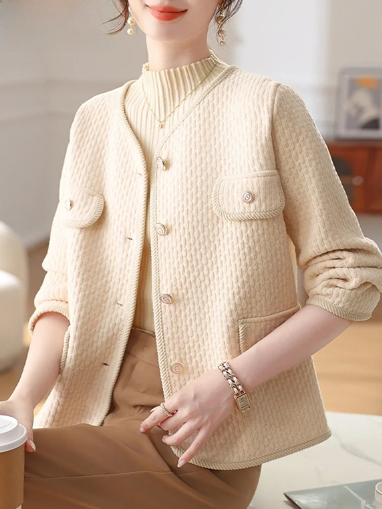 

Модный вязаный кардиган на весну-осень для женщин среднего и старшего возраста, верхняя одежда для мам