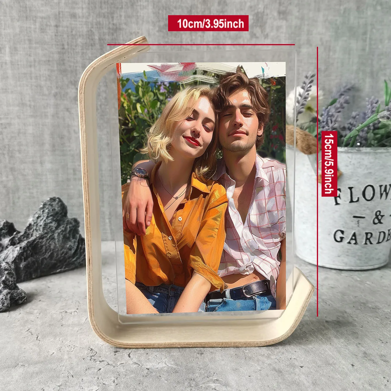 Custom Acrylic Creative Design Wood Photo Frame Wedding Anniversary Commemorative Gifts for Couple Personalized Picture Frame