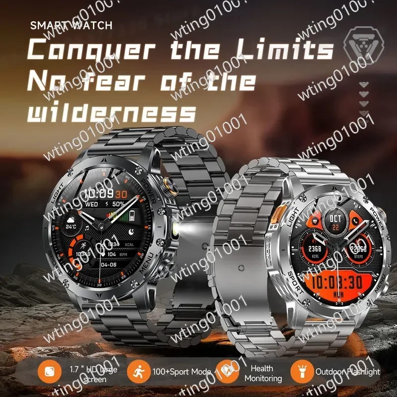 for AK87 Smart Watch Outdoor Flashlight Bluetooth Call 1000mAh Battery Multi Sport Modes Massive Dials Waterproof Fitness