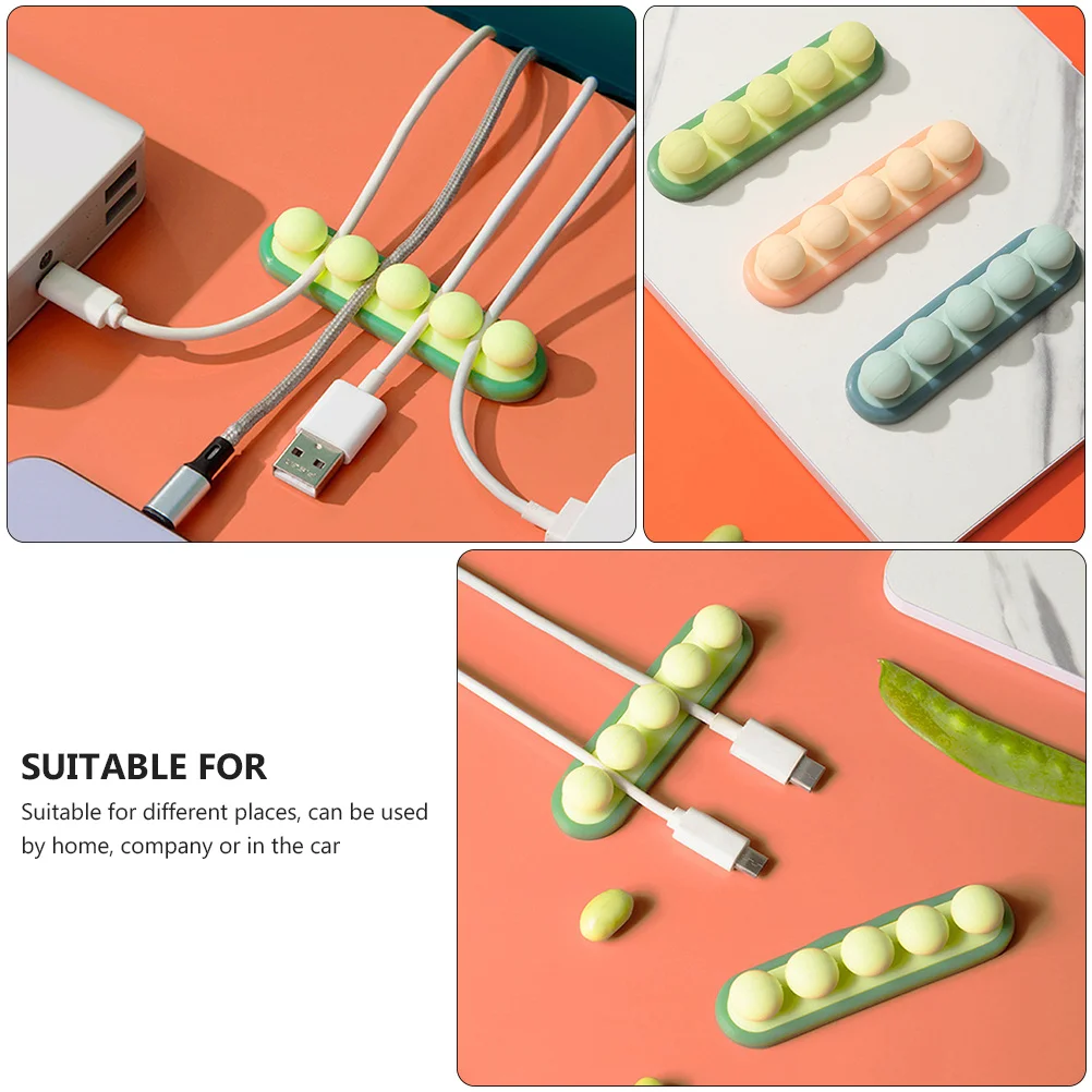 

3pcs Silicone Organizer Durable Cord Holder For Desktop Data Usb Cable Winder Usb Network Wires Management Clip Tool