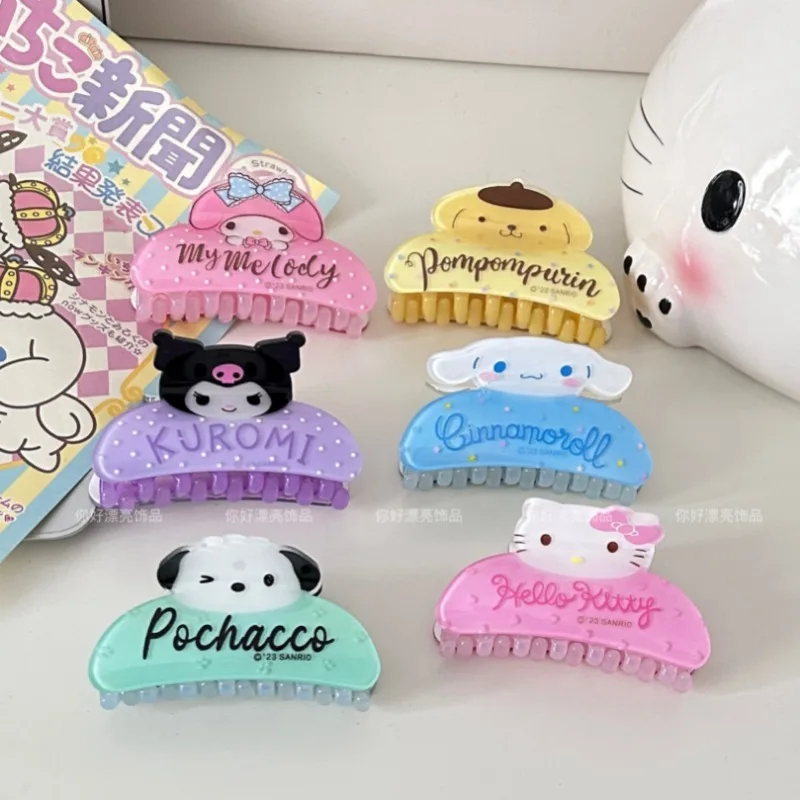 Sanrio Hello Kitty Hair Claw Clips Cartoon My Melody Kuromi Shark Crab Hair Clips Hair Accessories for Women Hairpins Headwear