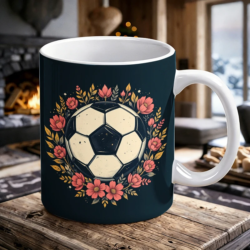 

Vintage Soccer Button Set - Floral Wreath Design Mug with a bottle opener function of 2026 Major Football Event