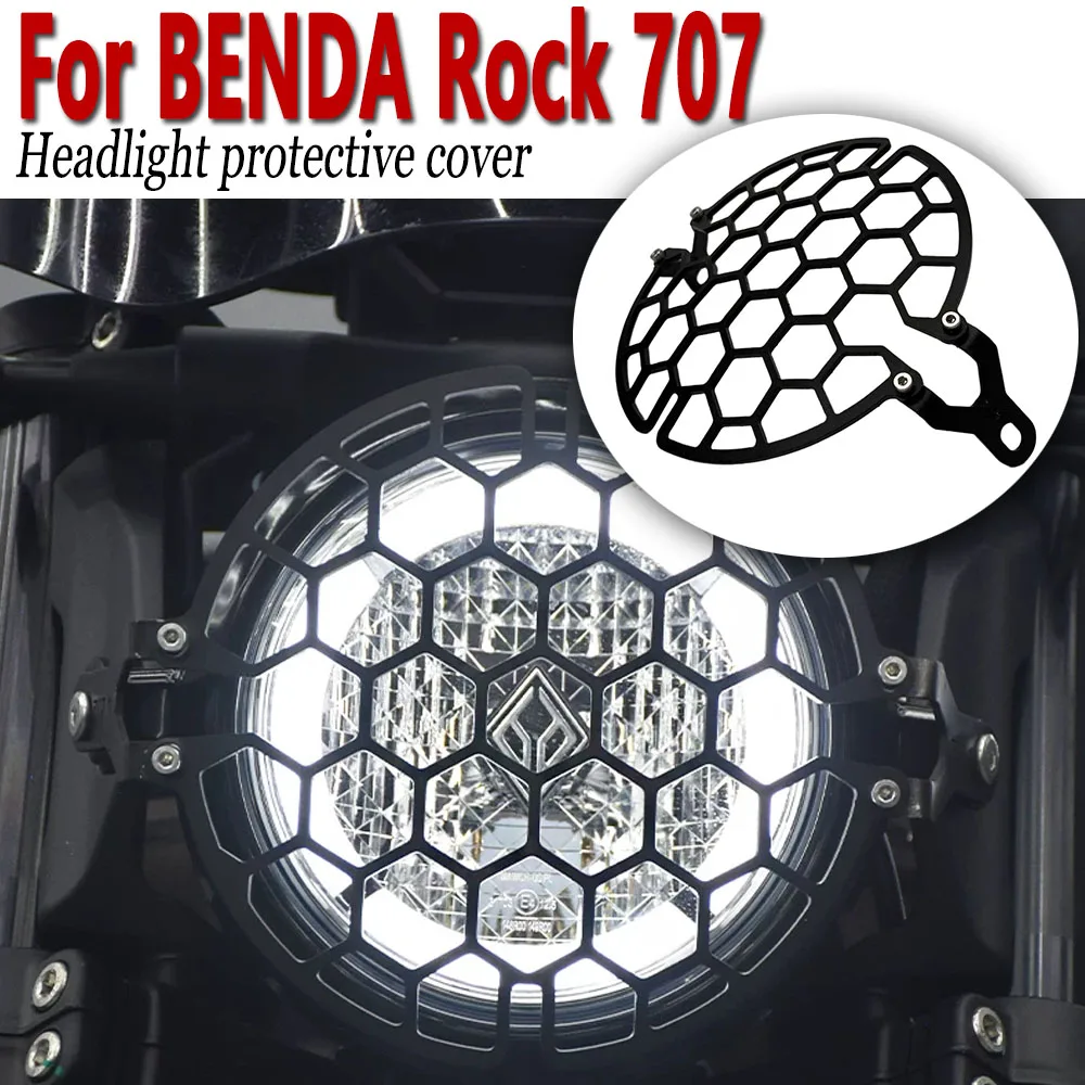 For For BENDA ROCK 707 Motorcycle Front Fairing Headlight Head Light Lamp Net Protection Grille Guard Cover Mesh Lampshad