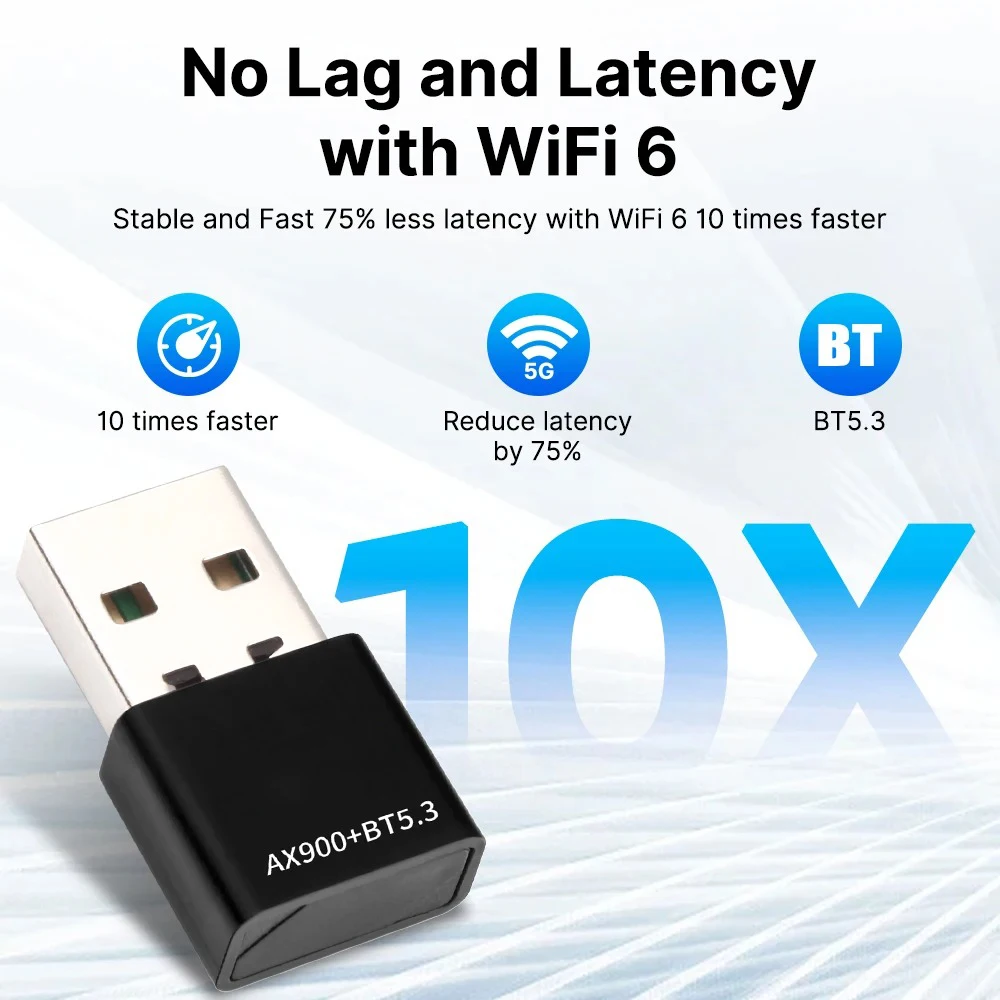 Адаптер AX900 WiFi 6, BT5.3, двухдиапазонный, 2,4G/5 ГГц, USB, сетевая карта Wi-Fi, беспроводной Wlan-приемник, ключ для ПК Win10/11, драйвер бесплатно