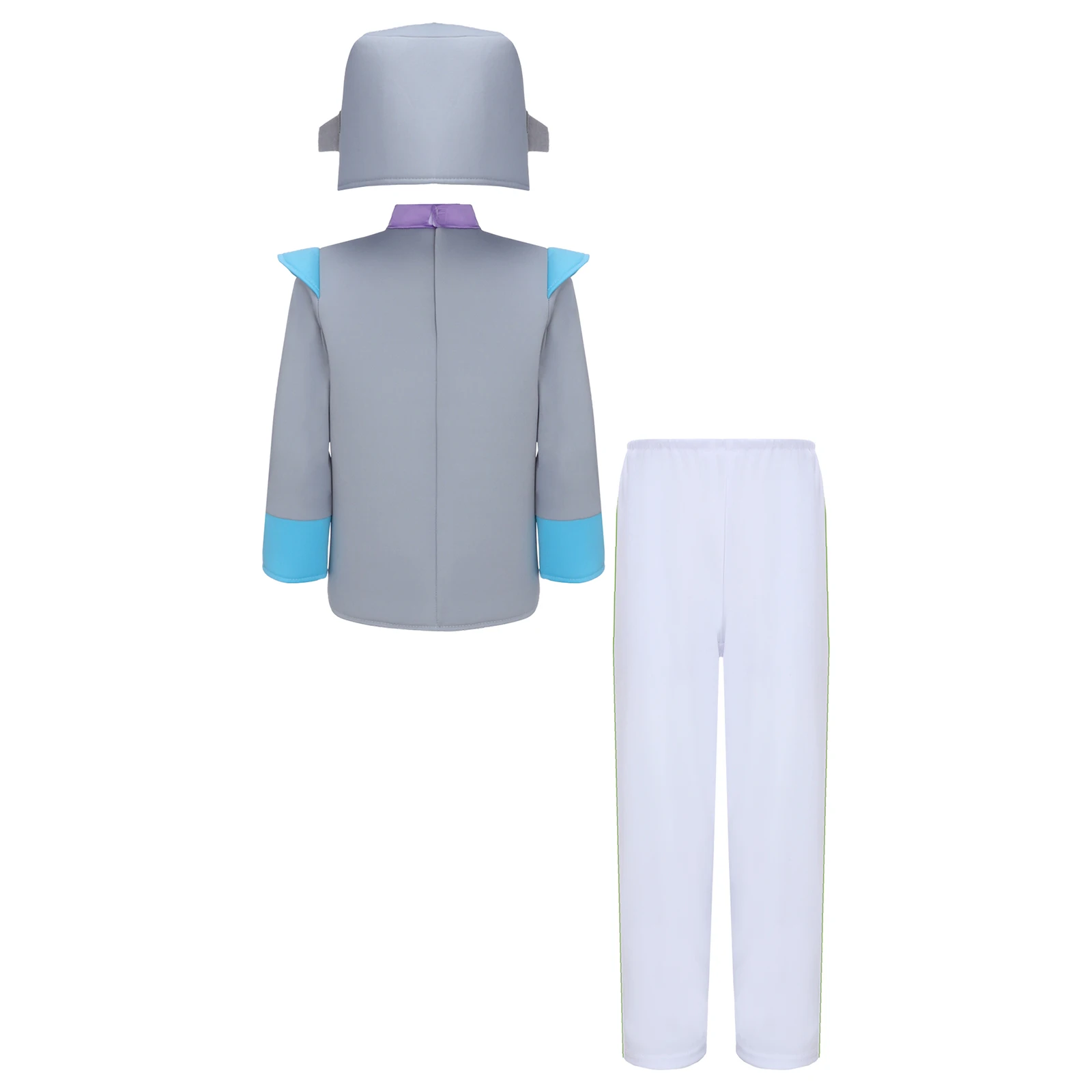 زي روبوت للأطفال التنكري بأكمام طويلة، قميص مطبوع ملون مع بنطال، أغطية رأس روبوتات لطيفة، ملابس حفلات الهالوين