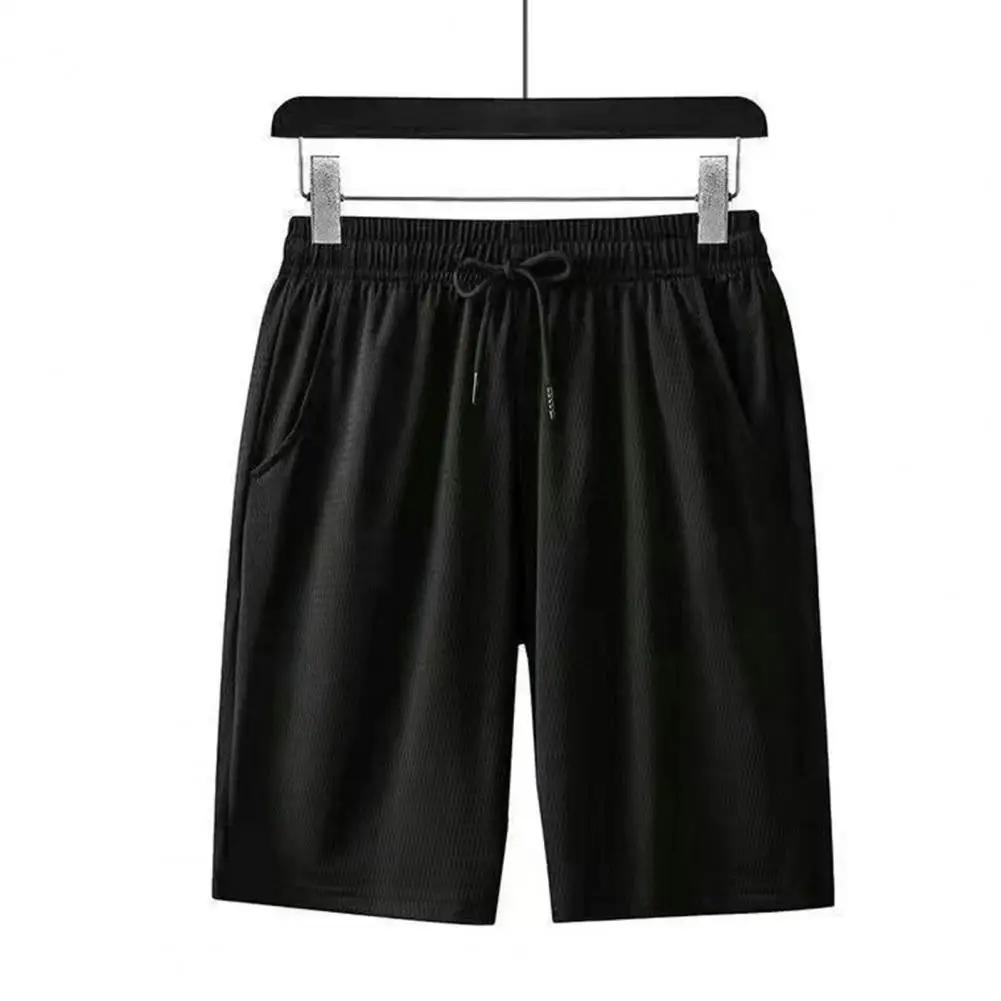 Men Summer Shorts Quick Dry Breathable Elastic Waist Pocket Drawstring Thin Mesh Cooling Sports Short Pants Male Clothes