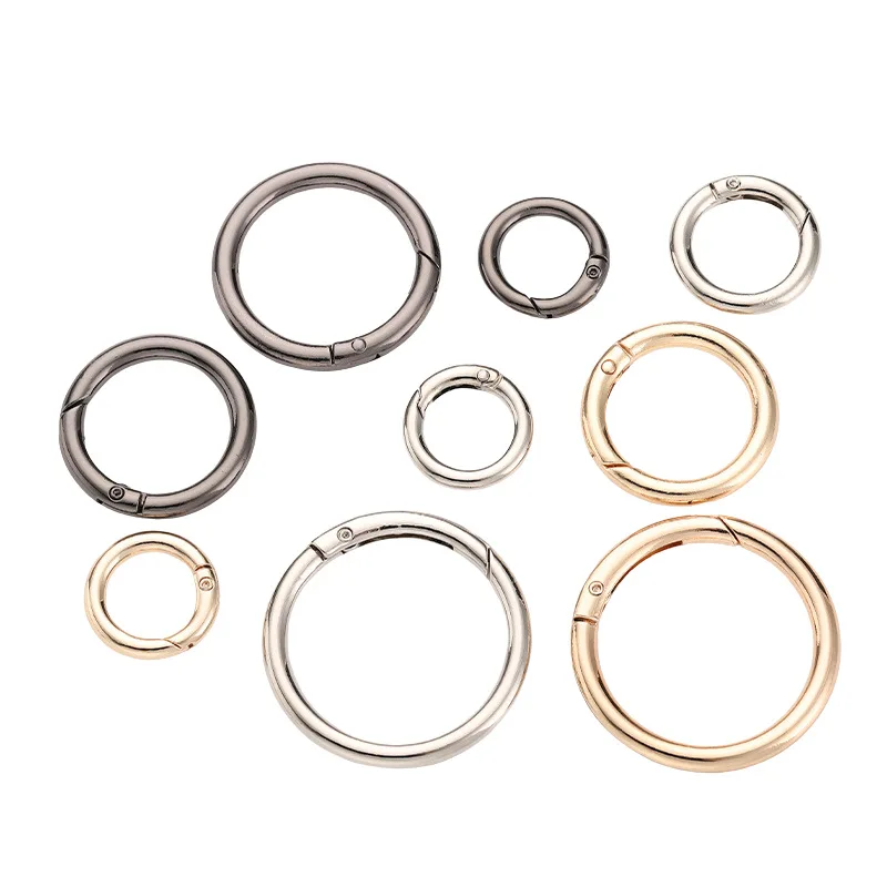 Metal O Ring Spring Clasps Openable Round Carabiner Keychain Bag Clips Hook Dog Chain Belt Strap Buckles Connector DIY Jewelry