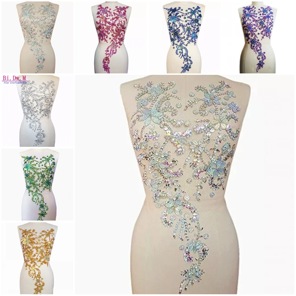 

Noble Pure Crystal AB Color patches Sew on Rhinestones Stones Sequins Beads Applique Sewing for DIY Wedding Dress 30x60cm (AB)