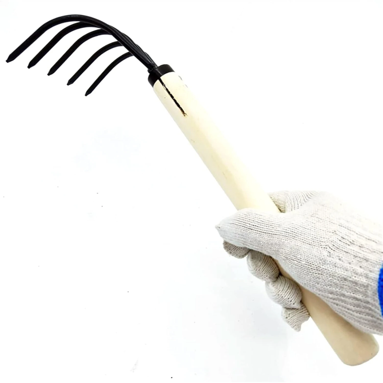 Essential Multifunctional Gardening Tools: Durable Wood Handle, Sturdy 5-Claw Hand Rake Ideal for Loosening Soil and Cleaning Fa