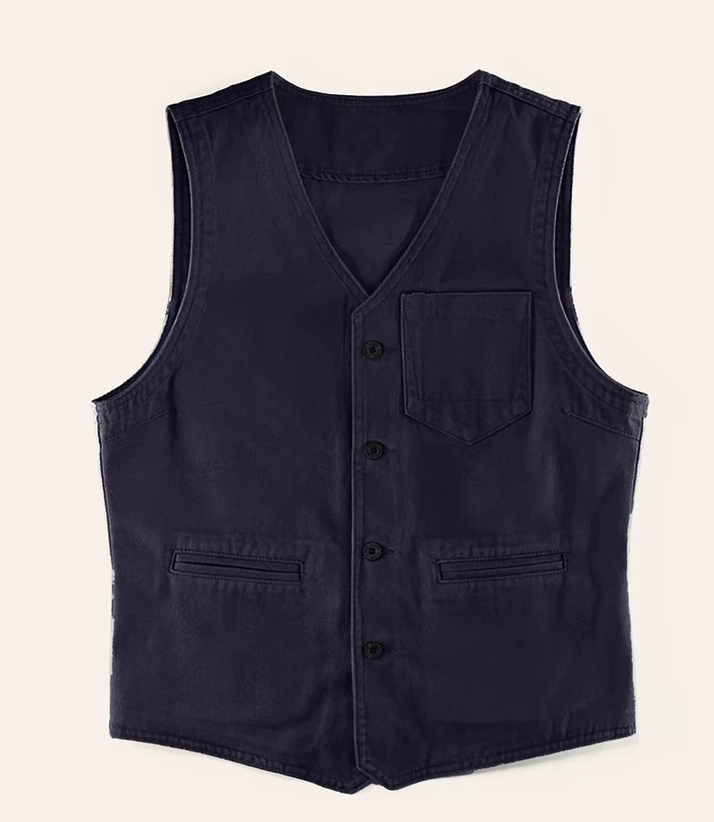 Spring Autumn Men's Workwear Style Single-Button V-Neck Blazer Jacket Slim Fit Waistcoat