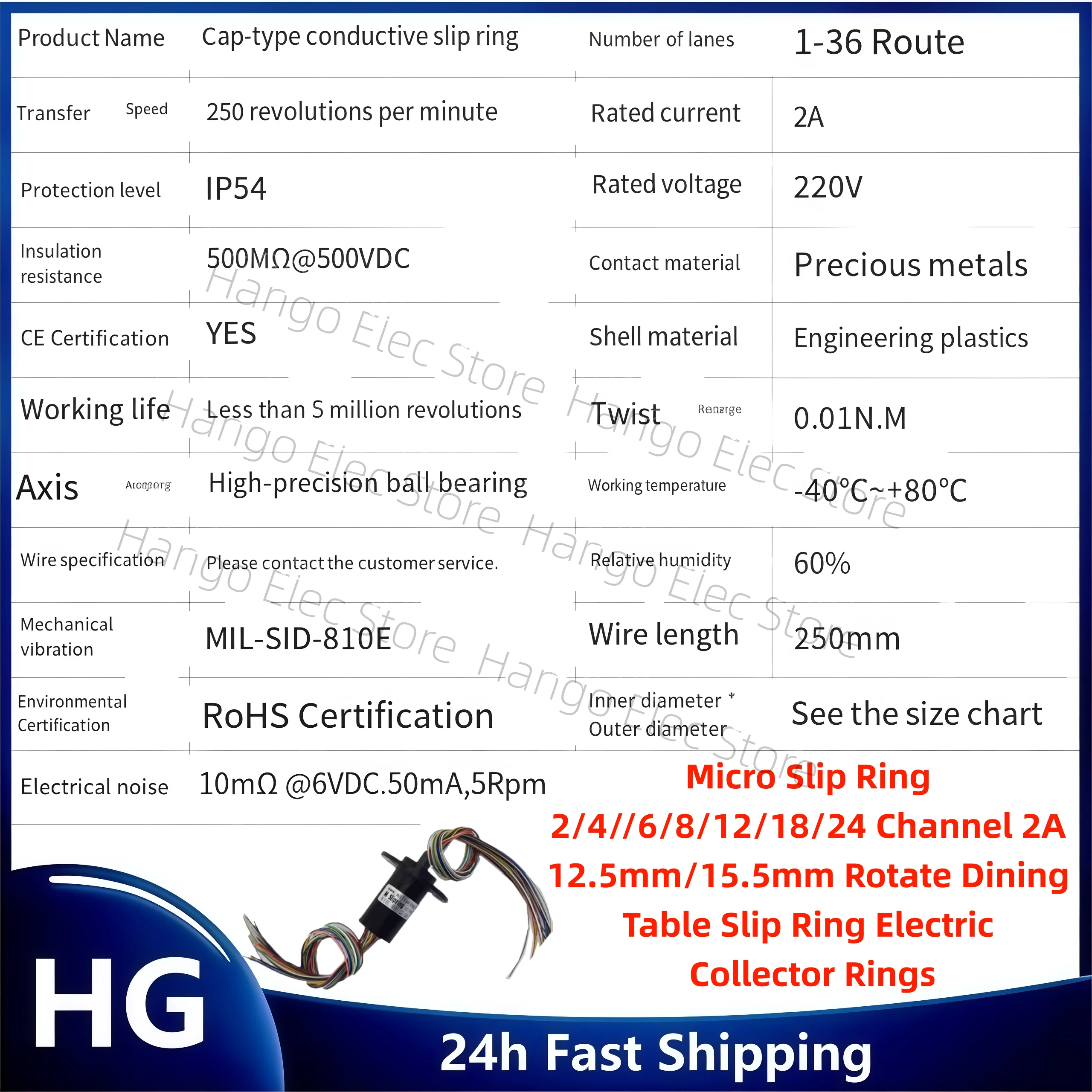Micro slip ring 2  4  6 8 12 18 24  collector ring conductive ring brush rotary connector.
