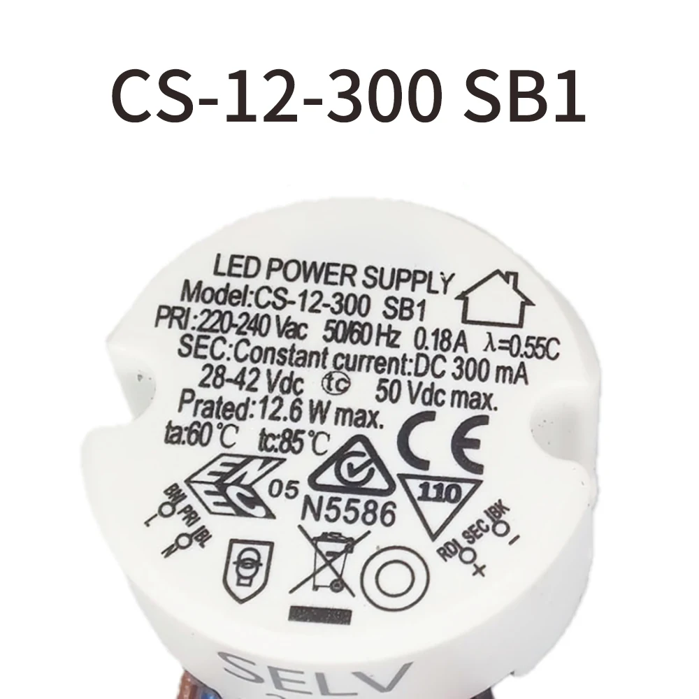 LED POWER SUPPLY CS-12-250SB1 DC250mA CS-12-300SB1 DC300mA PRI:220-240Vac 28-42Vdc CS-12-250 CS-12-300