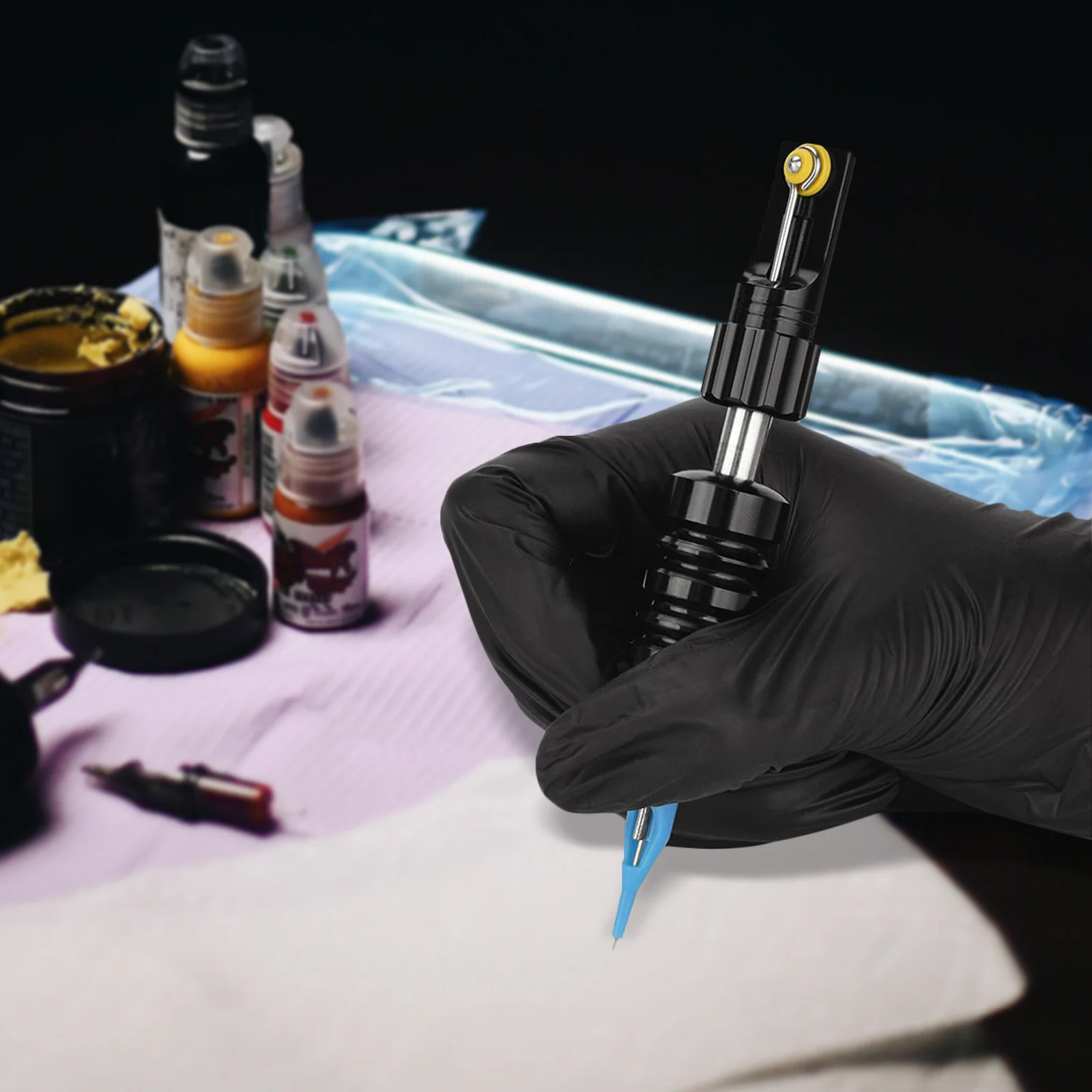 

1Set DIY Tattoos Kit Exquisite Workmanship Good Materials Long Service Life Perfect Details Tattoos Kit Pen Rack with Needles