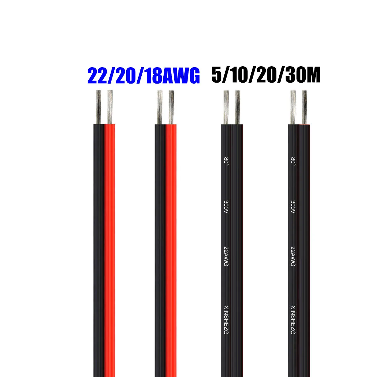 2PIN Electrical Wire Tinned Copper Cable 22/20/18AWG LED Strip Cables Flexible Extension Wire For 5050 3528 LED Strip Lights